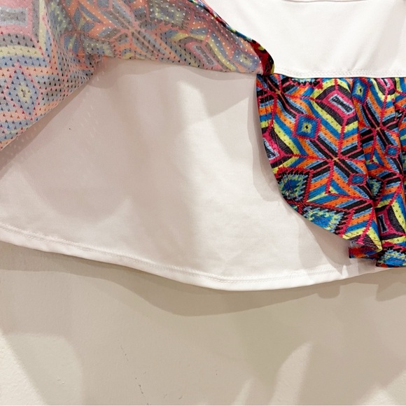 Lucky In Love Tennis Skort Womens Extra Small White Multicolor Geometric Print - Picture 4 of 10
